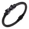 Pulsera de cuero Temu de estilo europeo y americano para hombre, con hebilla de cobre tejida y calavera dominante, joyería punk al por mayor