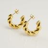 Pendientes de acero de titanio con torsión europea y americana transfronterizos para mujer, chapado al vacío, acero inoxidable 18K, pendientes gruesos retorcidos de moda para mujer