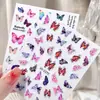 Adesivos de Arte para Unhas Borboleta Colorida Estéreo 3D Adesivos de Decoração para Unhas Florais Gradiente Mesmo Estilo da Ins À Prova d'Água e Duradouros DIY