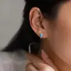 Brincos Elegantes de Prata Esterlina S925 Cor Zircônia Tesouro para Mulheres Exquisitos Leve Luxo Alta Qualidade Turquesa Banhado a Ouro Joia para Orelha