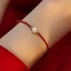 O Vendedor Recomenda Pulseira de Ano Novo com Fio Vermelho, Pérola Redonda Quase Perfeita, Pulseira com Design de Nicho Novo 2022