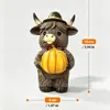 Novo produto transfronteiriço: Decoração de Vaca das Terras Altas para Halloween com abóbora, ornamento de resina para festa de Ação de Graças de outono