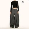 Calça Social Risca de Giz Cinza Casual Americana Yongfang para Homens e Mulheres, Calça de Pernas Largas Scimitar Solta Versátil Estilo Old Money de Alta Qualidade