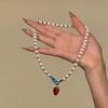 Collar con Colgante de Corazón de Gota de Agua Incrustado de Diamantes, Diseño de Cadena para Clavícula Niche Elegante de Lujo Ligero y de Moda para Mujeres