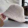 Lã de alpaca estilo japonês cabeça grande inverno lã de coelho misturada chapéu de pescador feminino quente pelo de coelho