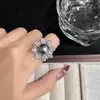 Anel de Girassol com Pérola de Luxo Leve Mais Vendido Estilo Japonês e Coreano, Anel Feminino Ajustável Moderno e Versátil
