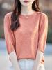 Camisa de punto con cuello redondo, manga corta, ligera, holgada e informal, para mujer, primavera y verano, 24 unidades