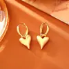 Aretes de Corazón Estilo Clásico de Hong Kong, Sencillos, Modernos, de Alta Gama, Aretes Románticos en Forma de Corazón, Aretes Estilo Diosa Chapados en Cobre Oro Real