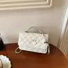 Bolso cuadrado pequeño con lazo de patrón de diamantes para mujer, nuevo bolso de mano con cadena de nicho 2026, bolso de hombro y bandolera dulce y femenino