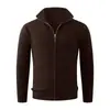 Outono Inverno Novo Suéter Masculino com Zíper Gola Alta Cor Sólida Malha Moda Jovem Casual Cardigan Jaqueta