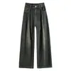 Jeans de Pierna Ancha de Cintura Alta que Cubren la Cadera para Mujer 2025 Nuevo Primavera Verano Otoño Sentido de Gama Alta Pantalones Rectos Ligeramente Sueltos