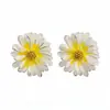Brincos de Flor Margarida Colorida com Gotejamento de Óleo Agulha de Prata, Brincos de Temperamento Fresco e Doce, Brincos de Luxo Leve de Alta Qualidade Atacado