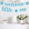 Bienvenido Pequeño decoración para fiesta de cumpleaños de bebé de 1 año banderín de tirar pancarta para fiesta de revelación de género