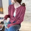 Cárdigan de punto Abrigo Otoño Temprano Estilo Nuevo Mujer Blanco Cuello Redondo Suéter Negro Delgado Primavera/Otoño Top
