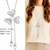 Cadena para Suéter de Collar Largo Geométrico, Accesorio de Lujo de Alta Gama, Versátil y de Moda, Colgante de Perla para Otoño e Invierno