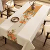 Mantel Nuevo Estilo Chino, Impermeable, Resistente al Aceite, Lavable, Mantel Rectangular para Mesa de Comedor, Lujo Ligero, Sensación de Alta Gama, Tela Protectora para Uso Doméstico, Mantel para Mesa de Café