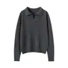 Estilo Minimalista Old Money|Versátil Suéter de Punto Consinee 100% Cachemira Pura para Mujer con Cuello Polo Ropa Exterior Capa Interior