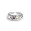 Anillo de circón colorido estilo coreano INS para mujer, nicho, alta calidad, lujo ligero, personalidad, estilo dulce y fresco, anillo abierto, joyería al por mayor