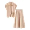 72LU-5028 Conjunto Casual de Camisa y Falda 2026 Primavera Verano Nuevo para Mujer Conjunto de Dos Piezas Suelto de Lyocell Lino