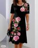 TEMU AliExpress Venda Quente Flor 3D Impressão Digital Moda Casual Solto Feminino plus size Gola Redonda vestido