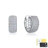 Pendientes de Aro Anchos de Plata S925 con Múltiples Filas de Moissanita, Completamente Incrustados con Moissanita, Pendientes de Moda Tendencia para Hombres y Mujeres, Venta al por Mayor