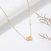 Bestseller transfronteiriço: Colar de folha em cobre com zircônia, minimalista de luxo discreto para mulheres, corrente simples e elegante para a clavícula