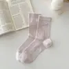 Calcetines de Malla de Verano para Mujer Calcetines Holgados Finos de Media Caña Sin Costuras Color Sólido Blanco Versátiles Calcetines de Algodón de Media Longitud