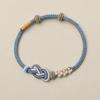 Novo nó chinês de oito caracteres tecido à mão, nó chinês étnico, pulseira de flor de pêssego, contas da sorte, acessórios dourados, cordão de mão