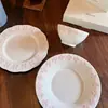 Cerámica de Color Crema Estilo Curativo Flor de Cerezo Vajilla de Cerámica Plato de Cerámica Repujado para Uso Doméstico, Plato Individual para Desayuno Postre, Plato para Aperitivos