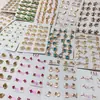 Conjunto de Brincos Banhado a Ouro Real com Pedras de Diamante, Embalado em Cartão da Marca, Moda de Luxo Leve, Conserva a Cor, Brincos de Alta Qualidade em Tom Dourado