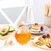 Botella Hexagonal de Vidrio para Miel con Impresión UV, Tapa de Madera y Palillo Revólver, Botella Sellada Dispensadora de Salsa Picante de Grado Alimenticio
