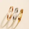 Pulsera de Acero Inoxidable con Apertura Ovalada, Llena de Diez Diamantes y Circonia, Acero de Titanio, Sólida, No se Desvanece, Joyería de Moda, Nuevo Modelo 2024