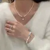 Collar de Perlas de Plata Rota Aguamarina para Mujer Nuevo Estilo Caliente 2025 Cadena para Clavícula de Moda Lujo Ligero Nicho Collar de Gama Alta