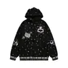 Sudadera con Capucha y Orejas de Dibujos Animados Cielo Estrellado Completo para Hombre Hip Hop Tendencia Callejera Chaqueta Deportiva Casual Holgada Primavera/Otoño