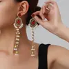Pendientes largos ovalados tipo gota con diamantes, estilo étnico, los más vendidos en Europa y América, pendientes de alta gama, elaborados y creativos, estilo étnico