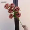 Flores Artificiales para Boda Estilo Nuevo Rosa Rizada de 6 Cabezas Flor Falsa Flor Cascada Flor de Pared Fila de Flores de Boda Exportación Transfronteriza