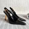 Zapatos de Tacón Alto para Mujer 2026 Otoño e Invierno Nuevo Estilo Francés Negro Punta Fina Sexy Charol Hebilla Metálica Tacón de Aguja Sandalias