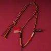 Cordón de collar de cuerda de algodón tejido a mano estilo Tíbet, cordón para colgar colgante del dios de la riqueza de cinco vías, accesorio de amuleto budista thangka con borlas