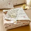Conjunto de quatro peças de colcha de verão de gaze dupla camada grau A para mães e bebês, colcha de ar condicionado, colcha de verão de algodão para crianças, adequada para dormir diretamente sobre