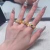 Anillo Huevo de Paloma Exagerado Moldeado Europeo y Americano Edición Ancha Diamante Nueva Raya Piedra Natural 2025