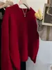 Suéter de punto suave y cómodo de piel de mapache para mujer, de invierno de alta gama, corte relajado, top de punto de lana, capa base