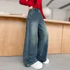Jeans de Primavera y Otoño para Niñas 2026 Estilo Nuevo, Pantalones Casuales de Pierna Ancha para Niñas Mayores, Pantalones Rectos Versátiles para Niños