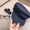Gorra Newsboy Informal de Mezclilla Simple Coreana Moda Retro de Ala Plana Versátil Gorra de Calle Gorra Newsboy Gorra Azul Marino Gorra de Pintor