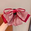 Pinza de Agarre de Lazo de Cinta de Princesa Corazón Dulce para Niña Estilo Occidental Lazo Rojo Accesorios para el Cabello Pinza para Cola de Caballo Alta