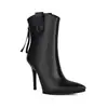 Botas estilo Martin de salto alto, com sola macia e zíper traseiro, tamanhos 35-41, botas femininas de corte baixo para exportação transfronteiriça europeia e americana, bico fino, antiderrapante de borracha