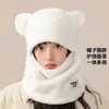 Gorro Cálido de Invierno para Ciclismo al Aire Libre para Hombre con Forro de Felpa, Cortavientos, Resistente al Frío, Engrosado, con Polaina para el Cuello Integrada, Gorro de Felpa con Capucha para Mujer