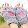 Luvas Quentes e à Prova de Frio Sem Dedos Estação Grossas Fofas para Estudantes Femininas Inverno Escrita Veículos Elétricos Forradas com Lã Meio Dedo Garra de Gato Ciclismo