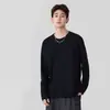 Camiseta de manga larga de color liso de peso pesado para primavera y otoño para hombre, top de color liso holgado para otoño, uniforme de trabajo de cuello redondo para hombre, ropa de trabajo de manga larga