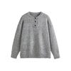 RespondeMe Invierno Moderno Sencillo Retro Americano Estilo Preppy Prendas de Punto Henley de Color Punto de Color M52