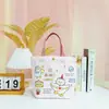 Bolsa de lona com design de pato, presente de aniversário para estudantes, bolsa de mão para jardim de infância, bolsa tote de desenho animado, pequena bolsa de presente para o primeiro aniversário das crianças